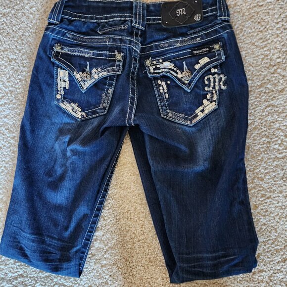 Miss Me Jeans Dark Blue Wash  Bootcut Style Size 25 - Picture 3 of 9